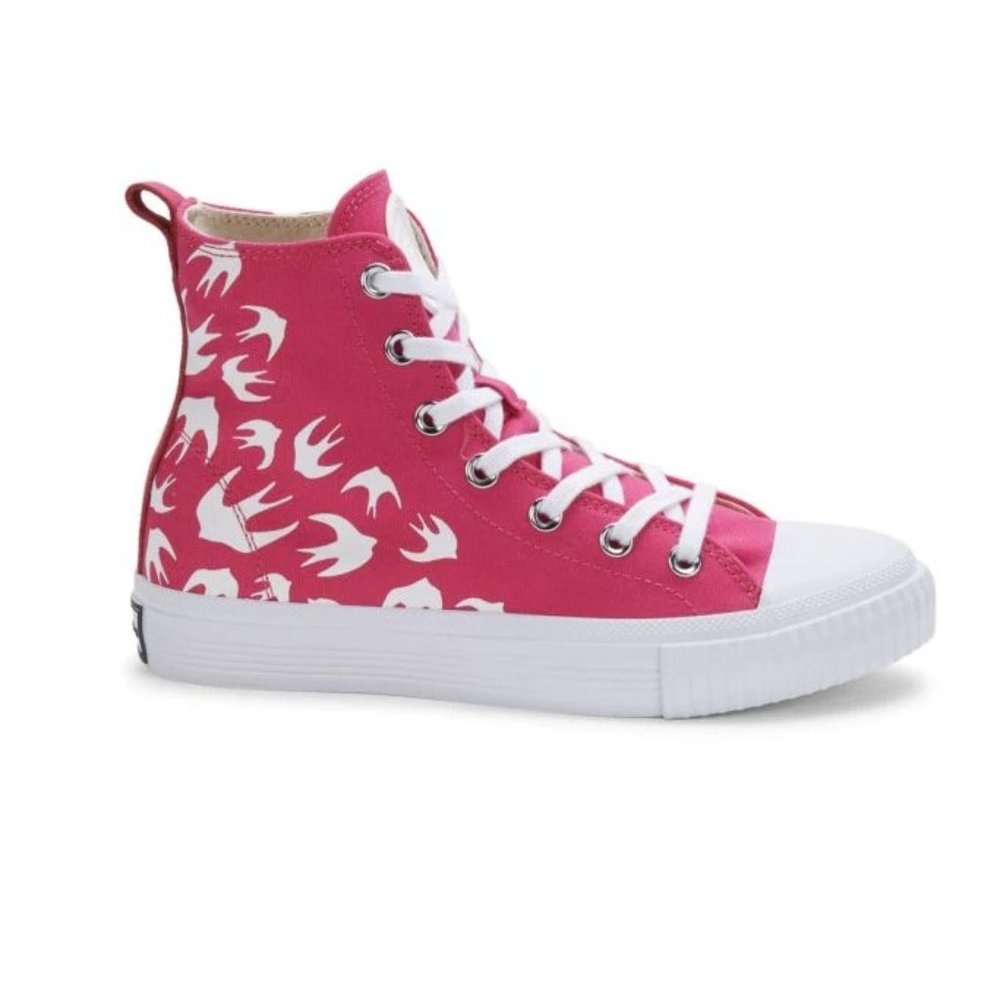 MCQ ALEXANDER MCQUEEN Swallow Canvas Vulc High-Top Sneaker Shoe Acid Pink